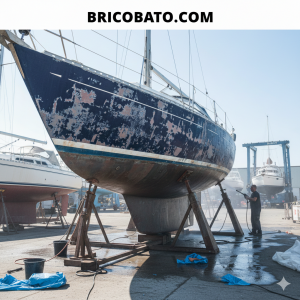 Interventions carenage dans les ports. peinture, ponçage, maintenance.